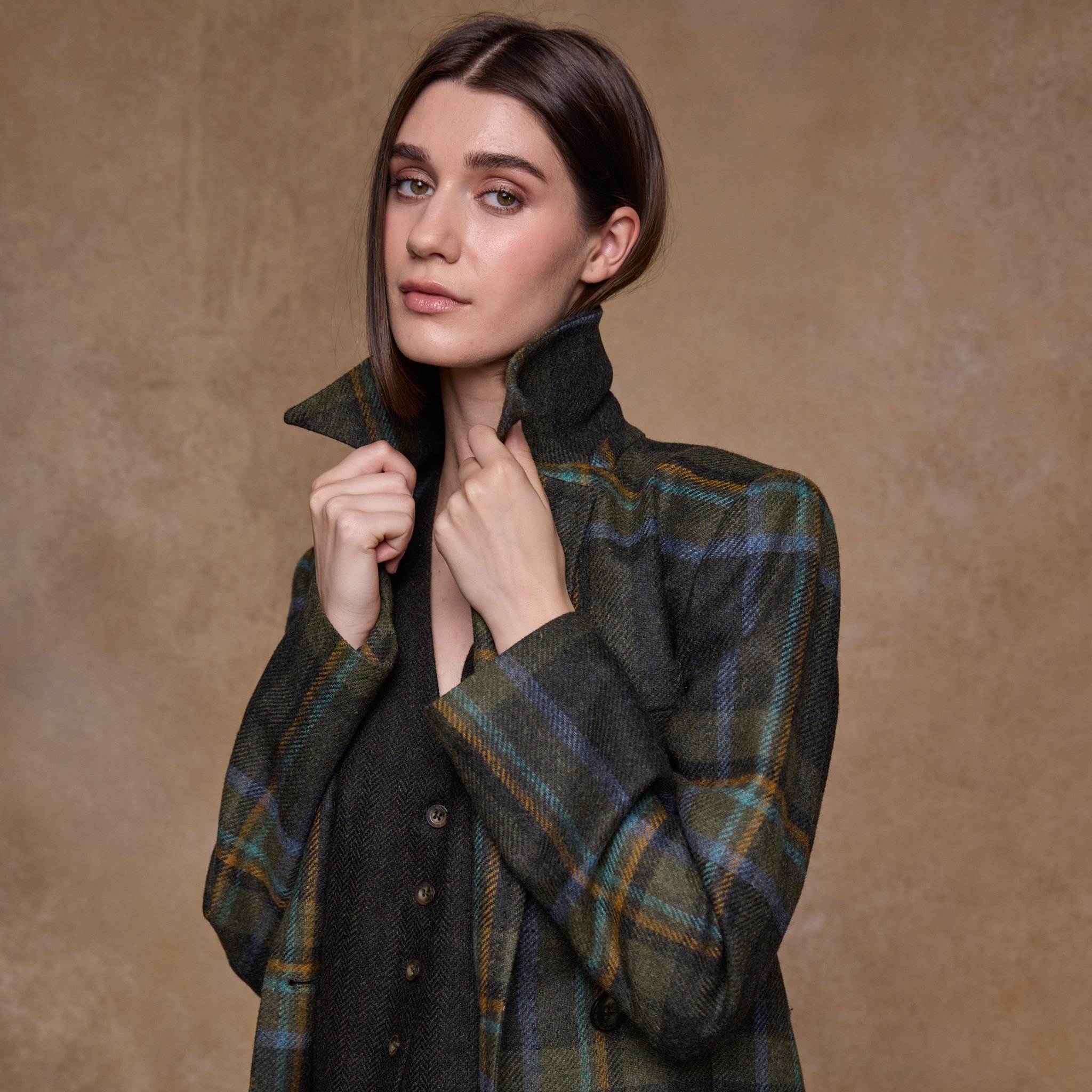 Clodagh Wool Coat Sage & Emerald Check_2284